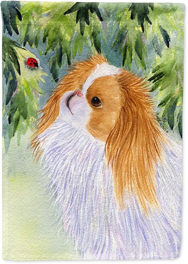 Caroline's Treasures SS8260GF Japanese Chin Garden Flag Mailbox Flag Decorative Yard Flag Banner Outside Patio Artwork Yard Flower Beds, Garden Size, Multicolor