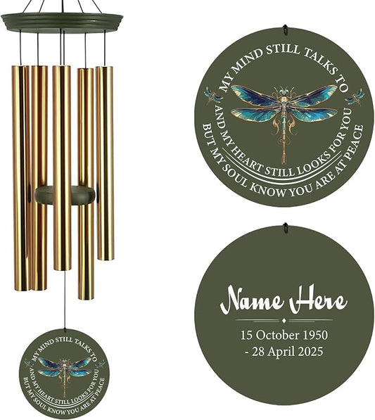 ASTARIN Personalized Wind Chimes, Memorial Wind Chimes, Dragonfly Custom Name Sympathy Gifts Windchime for Loss of Loved One, Condolences 30in/36in Wind Chime for Loss of Loved Ones(Produced in Texas)