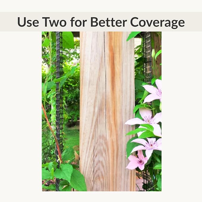 Deck Post Trellis for Clematis, 9 Ft x 4 in, 2 Pack, Scroll Trellis | Fits deck posts, porch columns and mailbox posts. Supports clematis and climbing vines in narrow spaces.