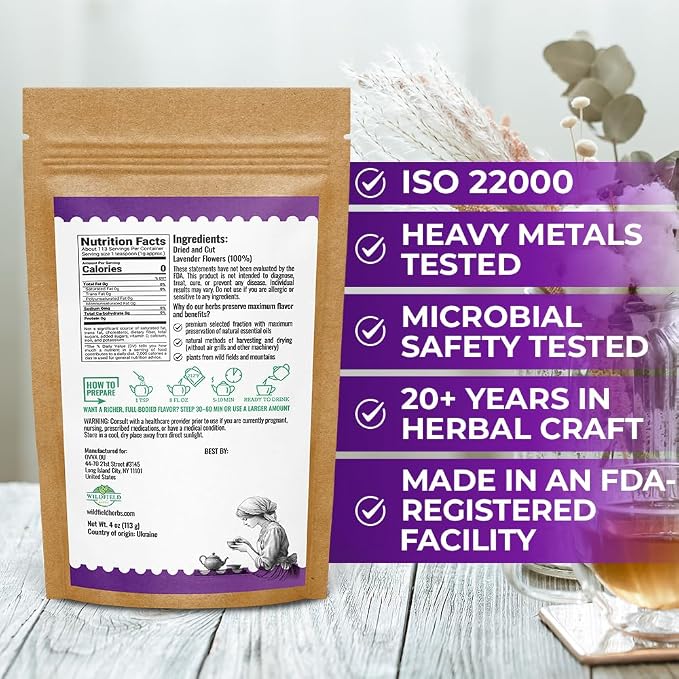 4 oz. Dried Lavender Flowers Herb Tea (Lavandula angustifolia) - 113 g Lavender Herbs Dried Tea Flores de lavanda