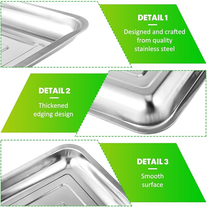 FillTouch 10 Pcs Stainless Steel Seed Starter Tray, Stainless Metal Garden Trays, Nursery Seedling Pots for Collection Transplantation & Propagation Flats, No Drain Holes(10.6 x 7.9 x 1.4 Inch)