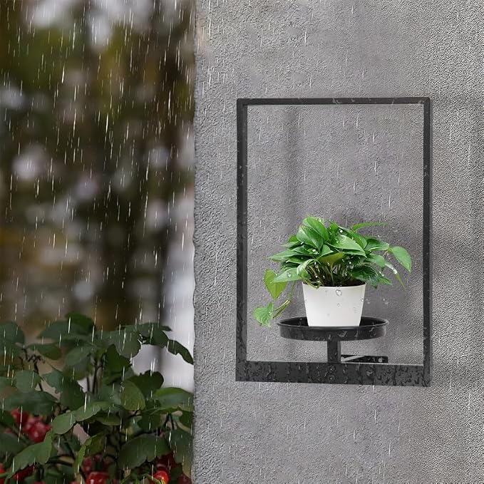 Wall Plant Holder Floating Shelves for Wall Set of 2, Wall Planters for Indoor Plants - Premium Metal Hanging Plant Holder for Indoor Outdoor Decor