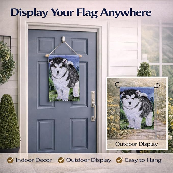 Caroline's Treasures SS8027GF Alaskan Malamute Garden Flag Mailbox Flag Decorative Yard Flag Banner Outside Patio Artwork Yard Flower Beds, Garden Size, Multicolor