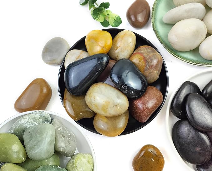 20LB Mixed Color River Rocks - 2-3 inch High Polished Decorative Pebbles, Stones for Landscaping, Natural River Rocks for Outdoor Décor, Plants,Vase Filler,Fish Tank