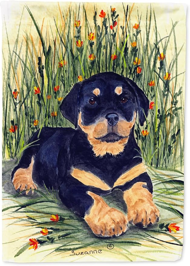 Caroline's Treasures SS8107GF Rottweiler Garden Flag Mailbox Flag Decorative Yard Flag Banner Outside Patio Artwork Yard Flower Beds, Garden Size, Multicolor