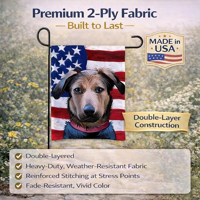 Caroline's Treasures CK6562GF Huntaway Dog American Flag Garden Flag Mailbox Flag Decorative Yard Flag Banner Outside Patio Artwork Yard Flower Beds, Garden Size, Multicolor
