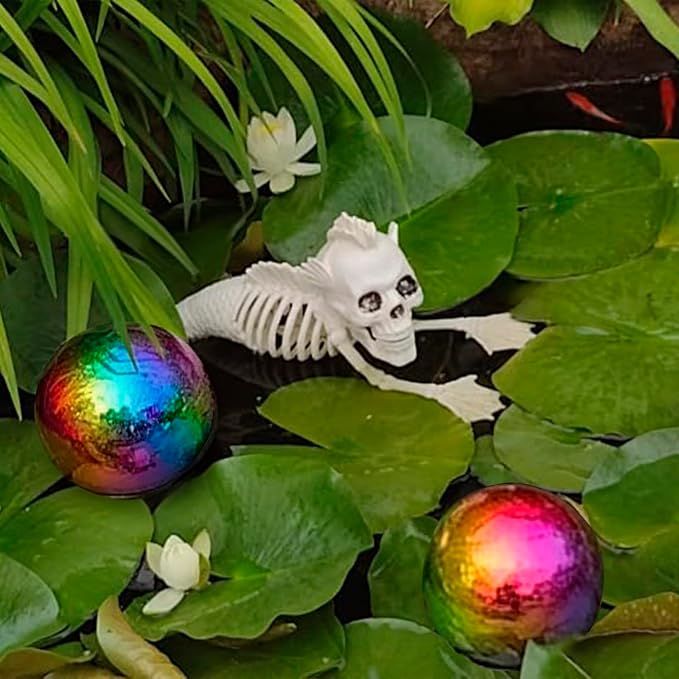 Gazing Ball Garden Mirror Outdoor - Outside Decorative Globe, Rainbow 5Pcs | Metal Polished Reflective Sphere, Stainless Steel Hollow Decoration Ornament for Home Pond Swimming Pool Housewarming Gift