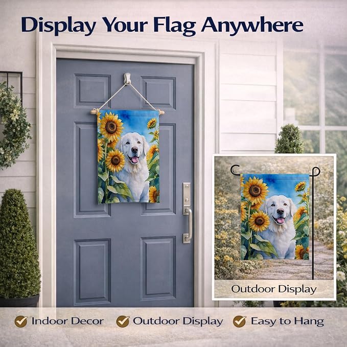 Caroline's Treasures DAC6108GF Kuvasz in Sunflowers Garden Flag Mailbox Flag Decorative Yard Flag Banner Outside Patio Artwork Yard Flower Beds, Garden Size, Multicolor