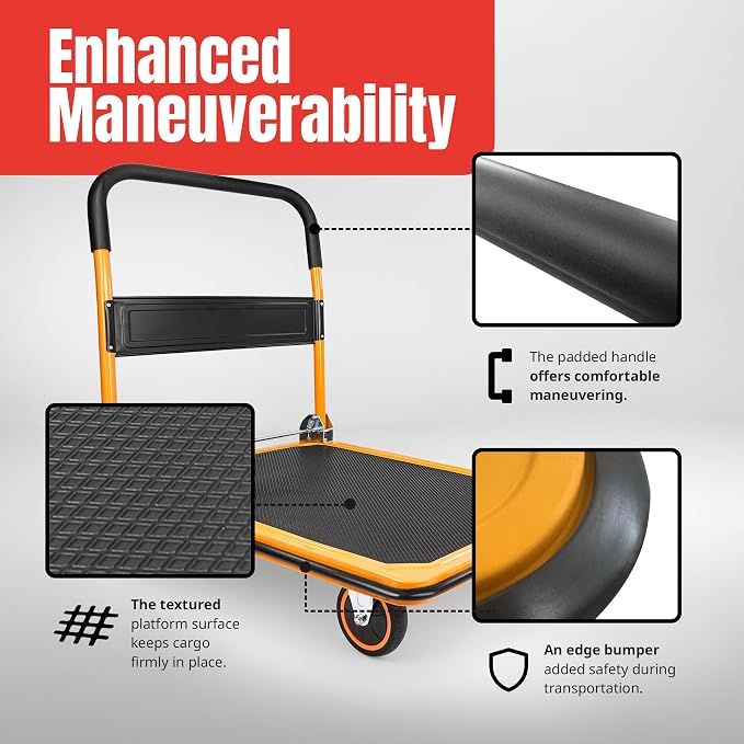 MaxWorks 80877- Foldable Platform Truck Push Dolly 660 lb. Weight Capacity