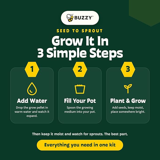 Buzzy Seeds Save the Bees Grow Kit 12-Pack - Eco-Friendly Pots - Complete Indoor/Outdoor Gardening Kit with Seeds, Coconut Husk Growing Medium & Plantable Pots - 100% Grow Guarantee