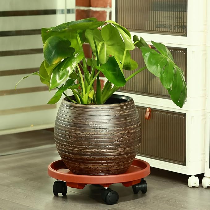 3 Pakcs Large Plant Caddy with Wheels 15.8" Rolling Plant Stands Heavy-duty Plastic Plant Roller Base Pot Movers Plant Saucer on Wheels Indoor Outdoor Plant Dolly with Caster Tray Coaster, Black