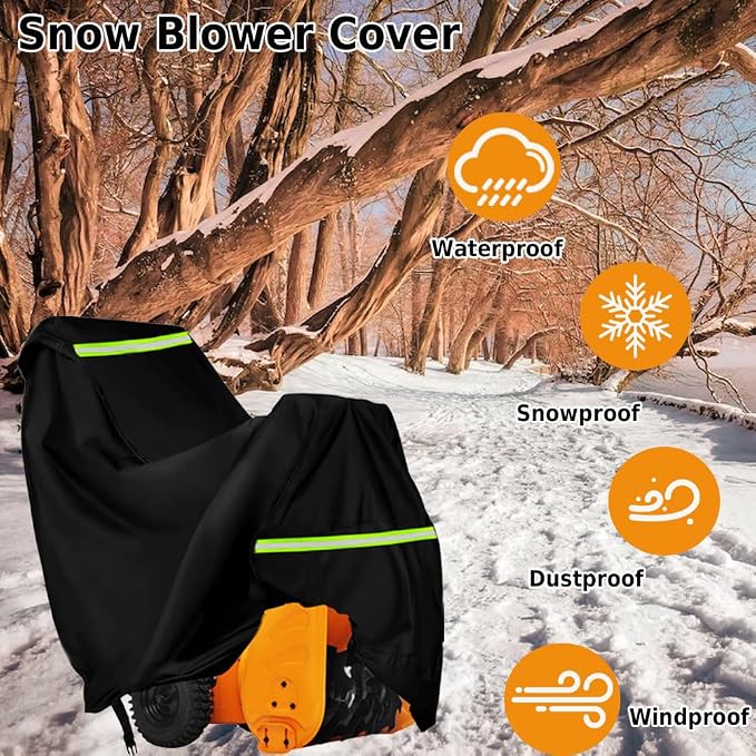 Snow Blower Cover Waterproof 24"-32" Heavy Duty 600D Universal Snow Thrower Cover,Outdoor Snowblower Cover fit Most Two Stage Snowblowers Fit for EGO,Ariens,PowerSmart,Craftsman,Cub Cadet