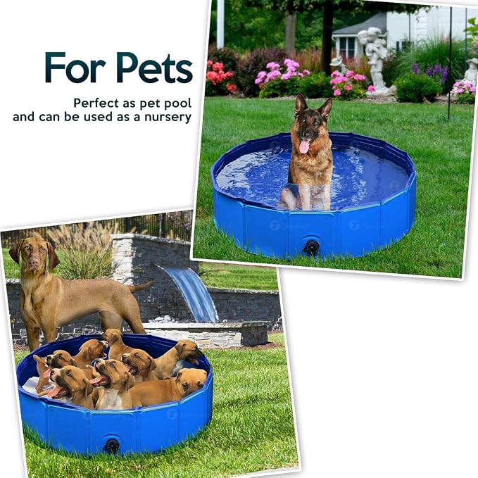 Zone Tech Fold-able Pet Dog Swimming Pool - Premium Quality Easy to Store Collapsible Compact Playing Bath for Kids, Leak-Proof Bathing Tub for Indoor & Outdoor Backyard