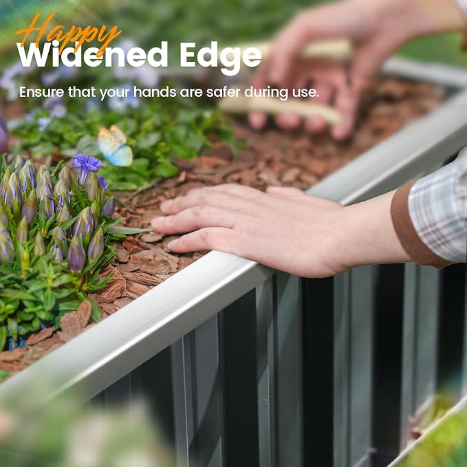 KING BIRD Galvanized Raised Garden Bed with 2 Installation Methods for DIY, 101" x 36" x 18" Heightened Planter Kit Box Outdoor for Deep-Rooted Vegetables, Flowers, Green