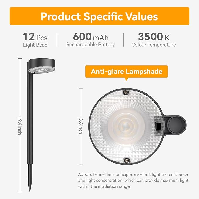 Ahaorigin 12 Pack Solar Pathway Lights Outdoor, 12 Brighter LED Solar Lights Outdoor Waterproof, Up to 12 Hrs Modern Solar Powered Path Light for Yard Garden Walkway Driveway, Warm White