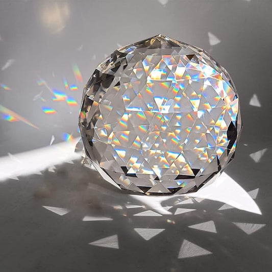 Together-life 4.72inch/120mm Clear Glass Crystal Ball Prism, Sphere Faceted Gazing Ball Suncatcher Rainbow Maker for Window, Feng Shui, Home Office Garden Décor, 120mm/4.72inch