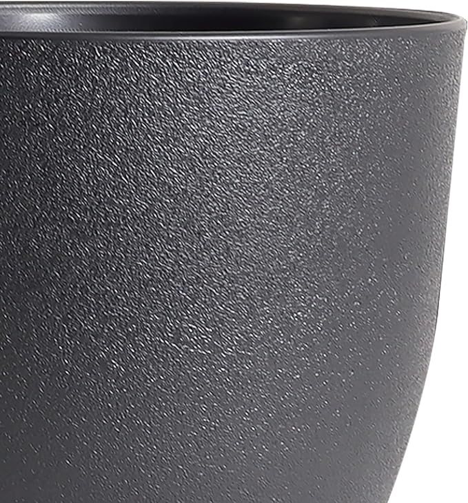 WSMKSZ 10/9/8 inch Medium Plant Pots, 3 Pack Modern Decorative Plastic Planters with Drainage Holes and Saucers, Flower Pots for Indoor Outdoor Plants, Black
