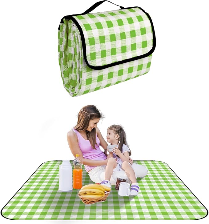 Wapodeai Camping Picnic Blanket, 60''x 80'' Waterproof Outdoor Blanket | Durable and Spacious, Foldable and Portable for Families, Perfect for Hiking/Beach/Park, and Nature Excursions(Green)