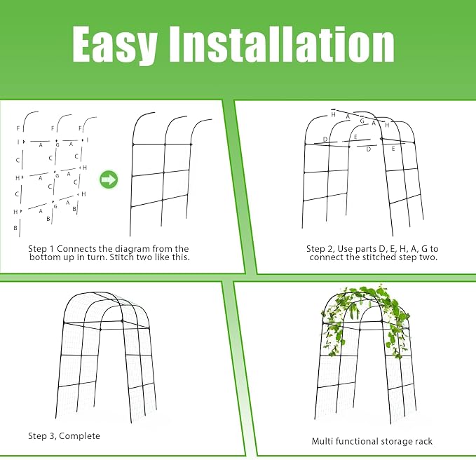 BUKLIYN Garden Arch Trellis for Climbing Plants Outdoor - Cucumber Trellis for Raised Bed, Size:71 * 87 inch, Garden Trellis for Climbing Plants, Cucumber, Vegetable, Tomato, Flowers