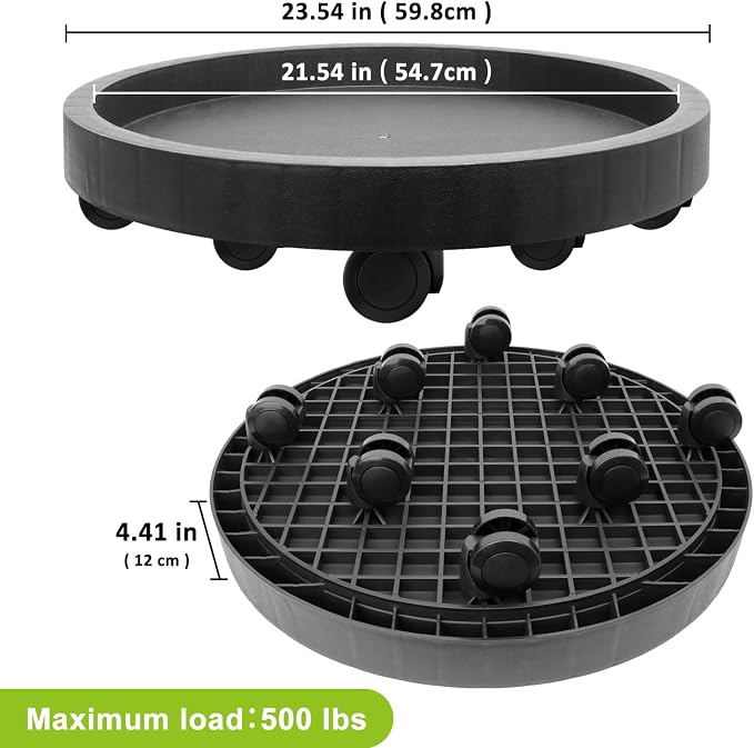1Pack 23''Extra Large Plant Stand with Wheels, Plant Stand Dolly for Heavy Planter,Wheeled Planter Saucer Tray,Rolling plant stand,Heavy-Duty Plant Caddy with Casters for Indoor and Outdoor(Black)
