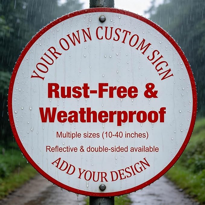 Custom Large Metal Outdoor Sign, 40x40 Inch Round Rust-Free & Weatherproof Aluminum, Reflective Option, Single/Double Sided For Art Studio Storefront