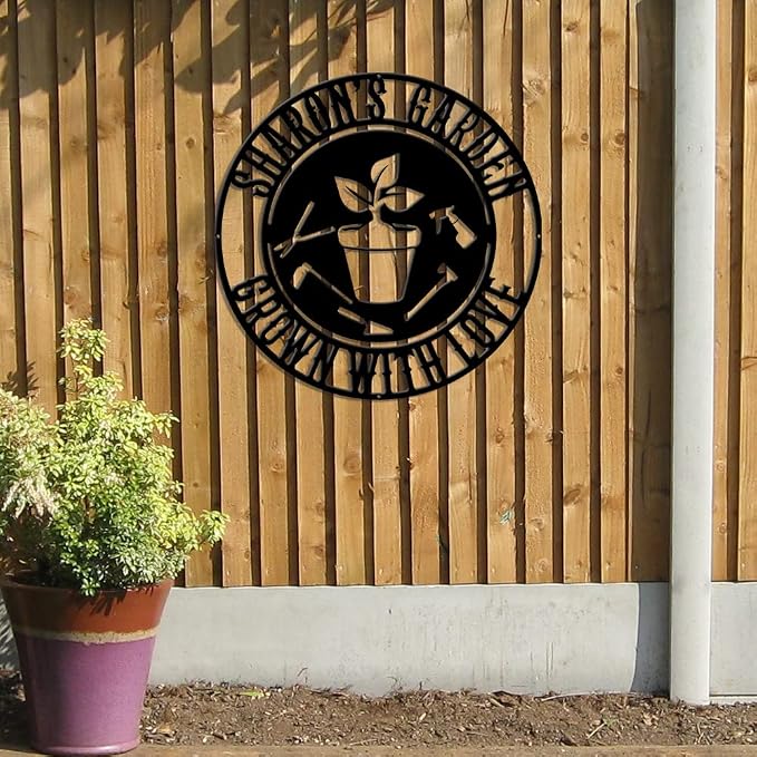 MeMate Metal Garden Sign Outdoor Decor, Personalized Outdoor Metal Signs, Custom Garden Plaques for Women Mom Grandma, Rustic Decorations for Potting Shed, She Shed