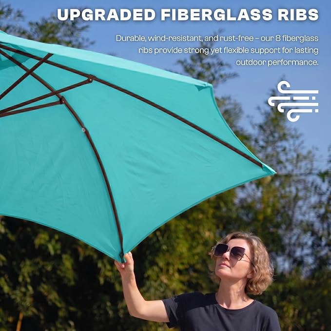 7.5ft Patio Umbrella, Outdoor Table Market Umbrella with Smooth Crank Lift, 6 Windproof Fiberglass Ribs, UPF50+ UV Protection for Deck, Pool, Garden and Backyard
