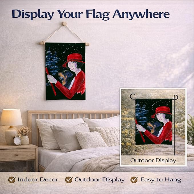 Caroline's Treasures SS8551GF Lady driving with her Rottweiler Garden Flag Mailbox Flag Decorative Yard Flag Banner Outside Patio Artwork Yard Flower Beds, Garden Size, Multicolor