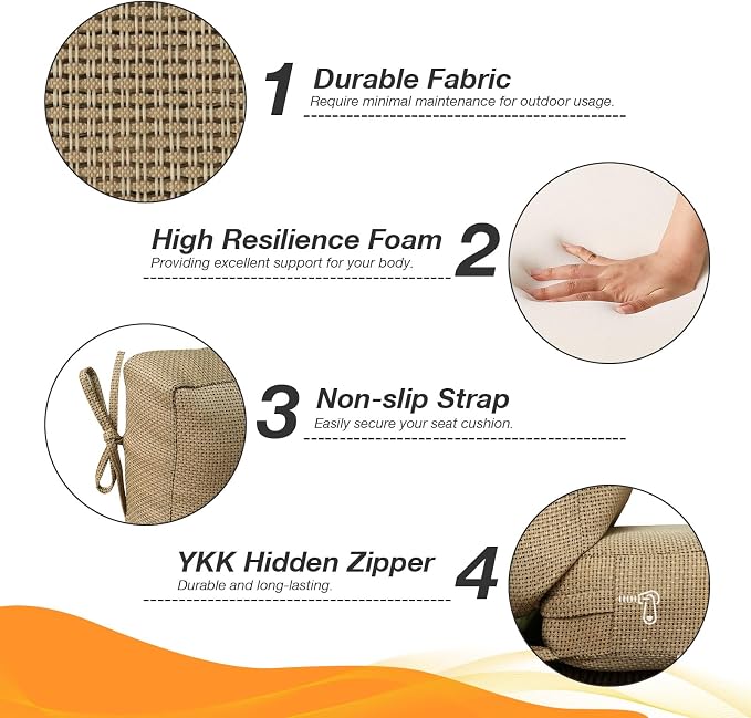 Unimatta Outdoor High Back Chair Cushion Seat Pads, 44 x 21 Inch Water-Repellent & Fade-Resistant Patio Furniture Cushions with Ties for Adirondack, Rocking Chairs, Natural Beige Lattice