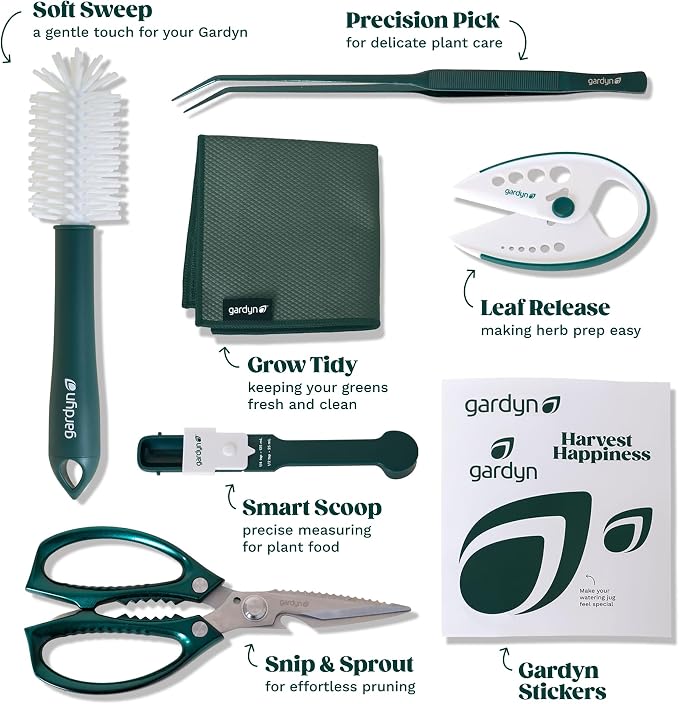 Gardyn Harvest Kit - Hydroponic Plant Care Tools | For growing, trimming and harvesting, scissors, herb cutter, tweezers, cleaning brush, measuring spoon & accessories