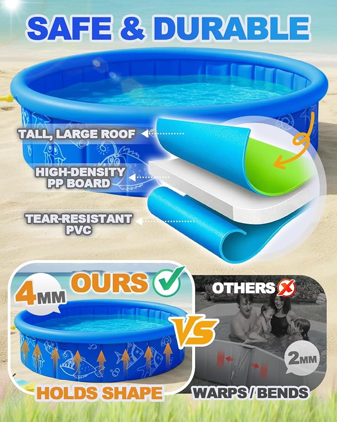 2026 Updated Foldable Kiddie Pool with Canopy and 20 Ocean Balls: 47in for Baby Toddler Kids- Summer Water Play Pool with Sprinkler and Shade - Portable for Outdoor Backyard Beach