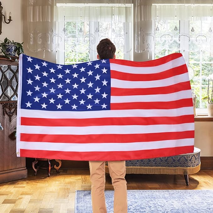 AhfuLife 2 Pcs American Flag for Outside 3x5 Ft, Large America Flag for 250 Years Anniversary-Double Side with Brass Eyelets for 4th of July World Cup American Party Decorations, Bar Garden Street Decoration Indoor Outdoor