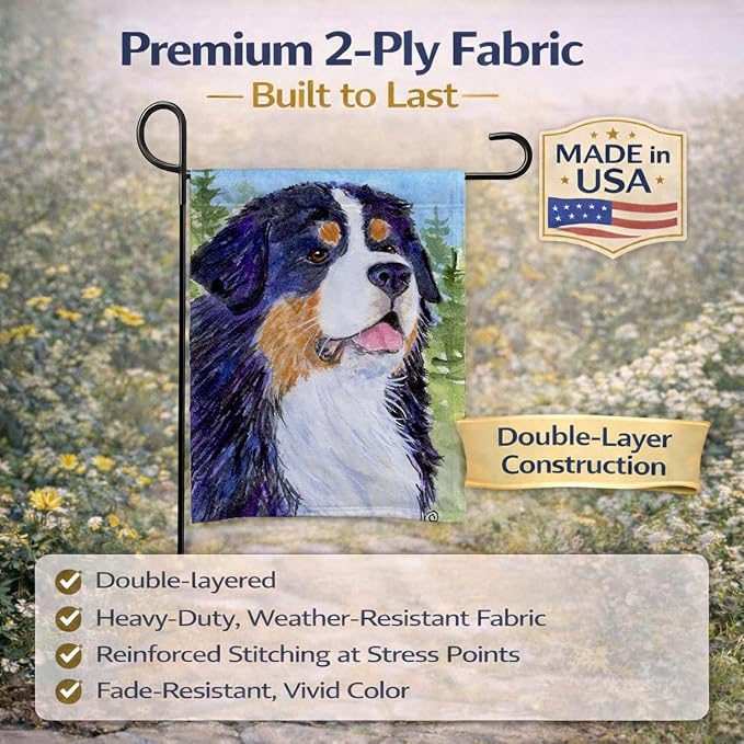 Caroline's Treasures SS8867GF Bernese Mountain Dog Garden Flag Mailbox Flag Decorative Yard Flag Banner Outside Patio Artwork Yard Flower Beds, Garden Size, Multicolor