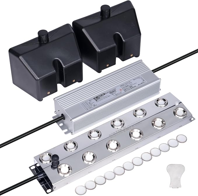Ultrasonic Mist Maker 12 Heads, 9000mL/H Pond Fogger with 400W Power Supply Buoy Replacement Discs for Pond, Garden, Rockery, Greenhouse,Mushroom Halloween Decoration (12 Heads)