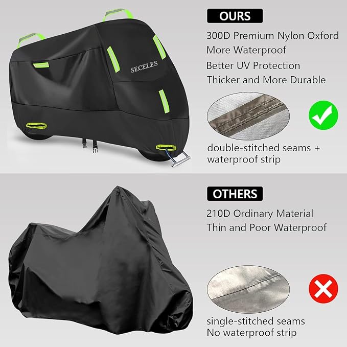 SECELES Moped Cover All-Weather Motorcycle Cover for Navi Monkey 125 Kawasaki Z125 pro TNT Moped Accessories (L: 74" x 37" x 43")