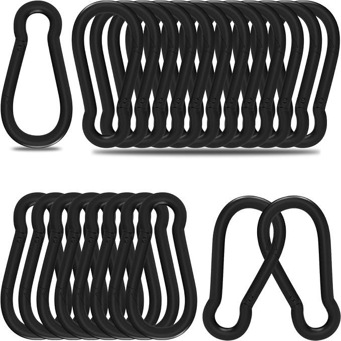 Heavy-Duty Carabiner Clip 1.57"–5.5", Black/Silver Spring Snap Hook, Quick Link Keychain Clip for Keys, Swing Set, Camping, Fishing, Hiking & Traveling (120–1350 lbs)