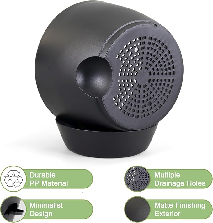 WSMKSZ 10/9/8 inch Medium Self Watering Pots, Plant Pots with Mesh Drainage Holes for Indoor Outdoor Garden Plants, Flower Pots with Removable Deep Reservoir, Set of 3 Plastic Planters, Black