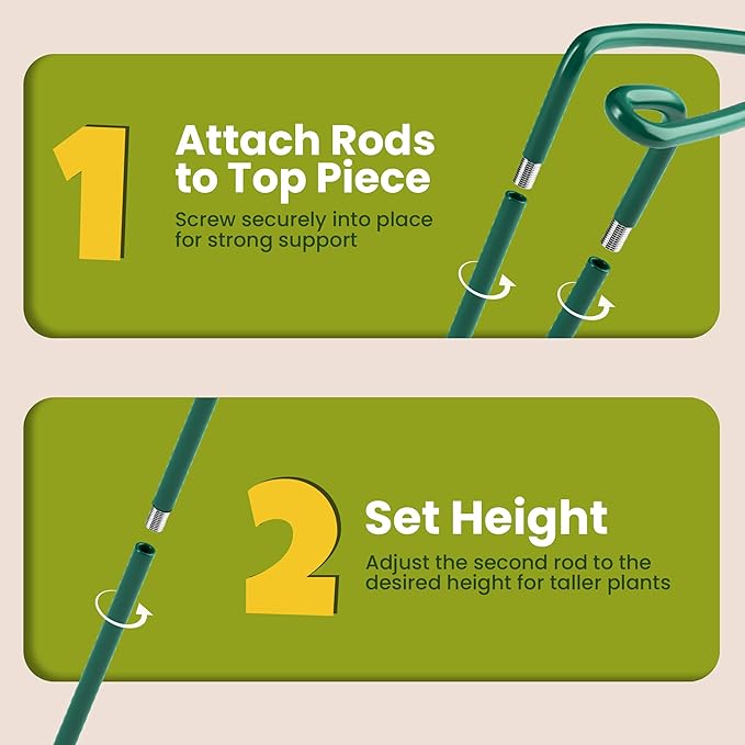 18-Piece Mega Bundle Plant Support Stakes – 10" W x 16"-24" H Garden Cages and Support Rings for Peonies, Hydrangeas, and Roses (Includes 12-Pack & 6-Pack)