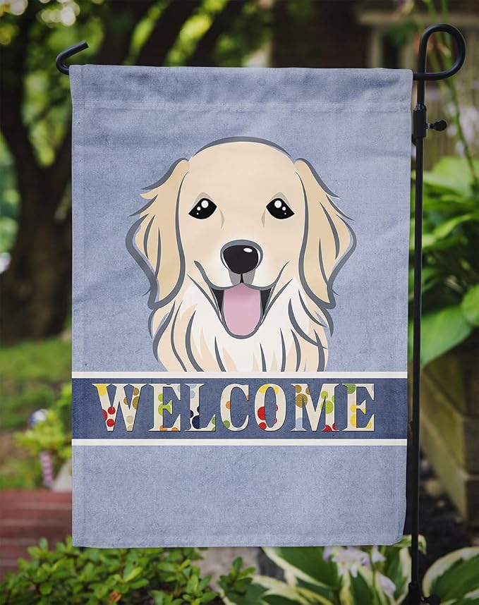 Caroline's Treasures BB1391GF Golden Retriever Welcome Garden Flag, Blue Mailbox Flag Decorative Yard Flag Banner Outside Patio Artwork Yard Flower Beds, Garden Size, Multicolor