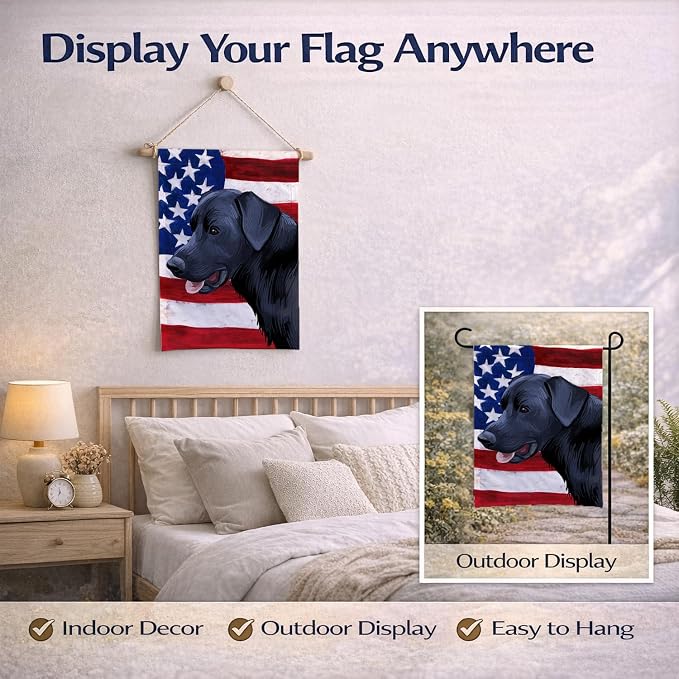 Caroline's Treasures CK6611GF Majorca Shepherd Dog American Flag Garden Flag Mailbox Flag Decorative Yard Flag Banner Outside Patio Artwork Yard Flower Beds, Garden Size, Multicolor