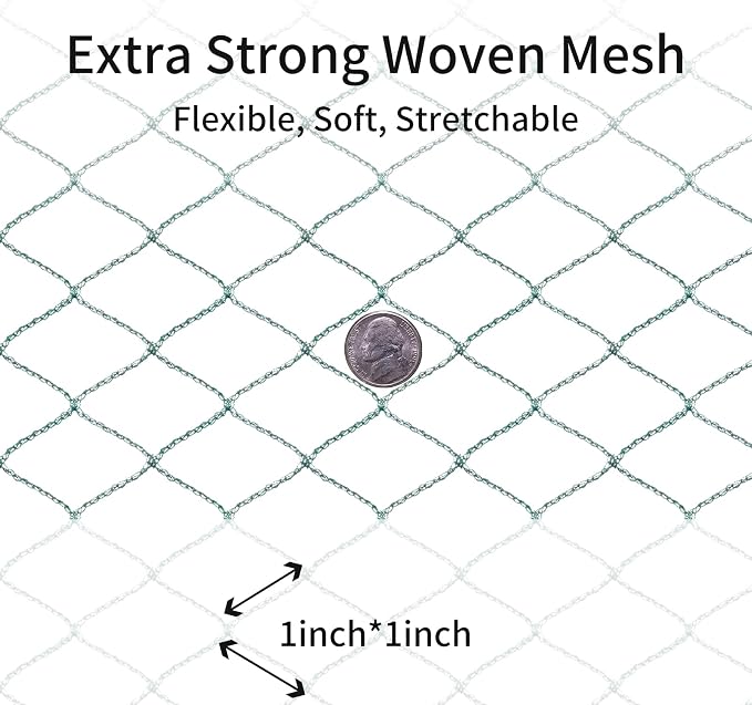 Bird Netting 50'x50' with 1" Square Mesh Garden Netting for Chicken Coop, Aviary, Deer Fence, Fruit Tree