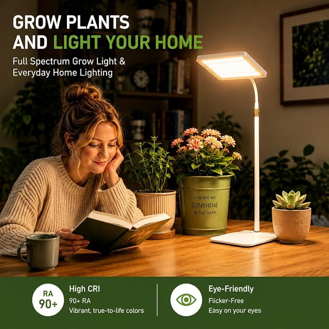 LED Grow Lights for Indoor Plants with Stand for Floor and Tabletop, Full Spectrum Plant Lights for Indoor Growing with Timer 4H/8H/12H, Grow Light with 3 Lighting Mode & 10 Dimmable Brightness.