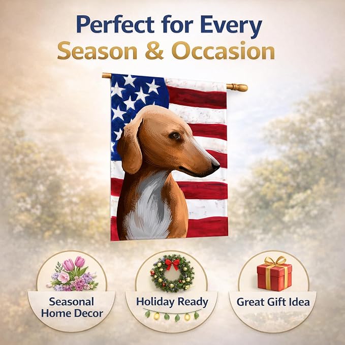 Caroline's Treasures CK6416CHF Azawakh Hound American Flag House Flag Large Porch Sleeve Pole Decorative Outside Yard Banner Artwork Wall Hanging, Polyester, House Size, Multicolor