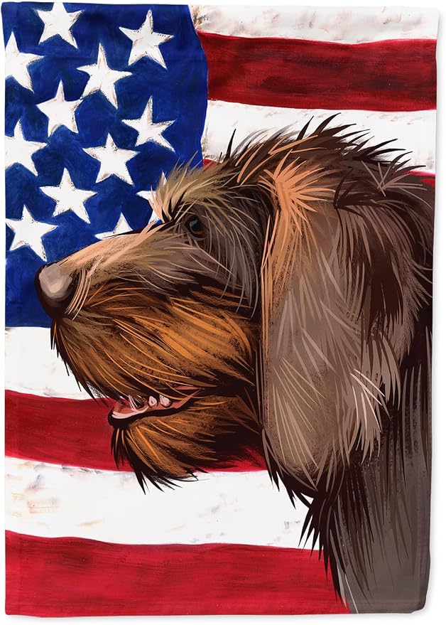 Caroline's Treasures CK6484CHF Cesky Fousek Dog American Flag House Flag Large Porch Sleeve Pole Decorative Outside Yard Banner Artwork Wall Hanging, Polyester, House Size, Multicolor