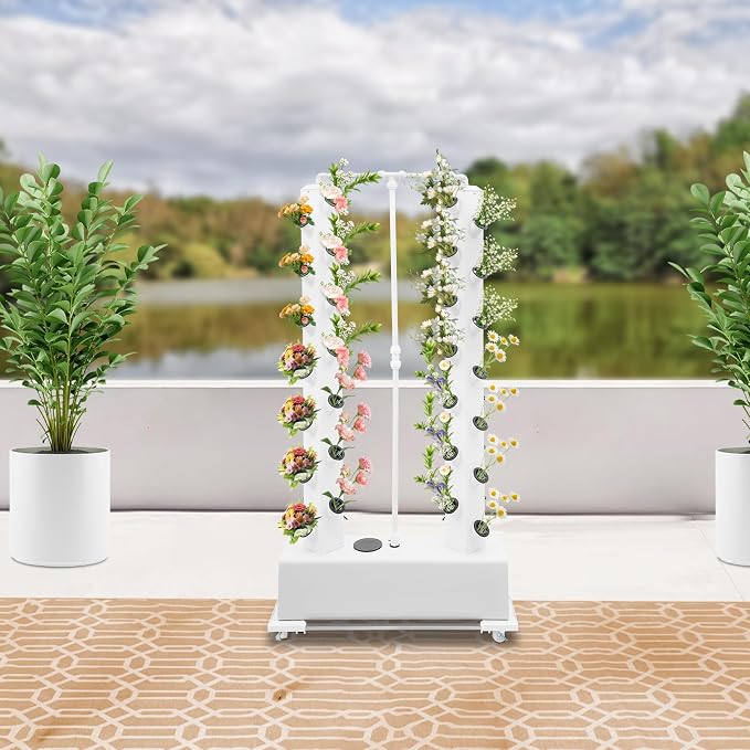 Hydroponic Growing Tower, 56-Plant Vertical Garden System with Pump | Designed for Beginners and Busy Professionals, the Automatic Top-down Watering System Runs on a Programmable Timer.