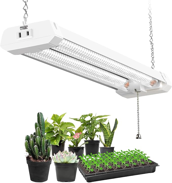 Hlite 16 inch Plant Growing Lamps, Hanging Full Spectrum 1 Pack, White | Hanging Grow Light for Indoor Plants with Shade, Linkable Plug and Hanging with On/Off Switch, Seedling to Flowering