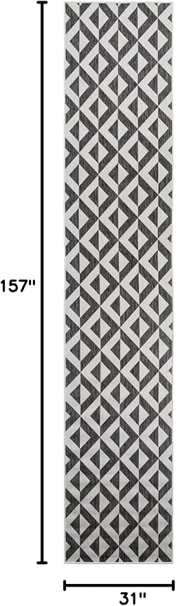 Jill Zarin Jill Zarin Outdoor Collection Area Rug - Napa (2' 7" x 13' 1" Runner Charcoal Gray/Ivory)