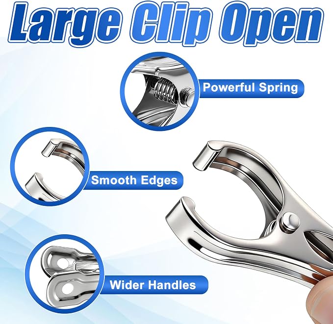 200Pcs Stainless Steel Garden Clips, Large Open Metal Clamps for Greenhouse Hoops, 2" Fix Plant Cover Shade Cloth Netting Tarp, Tight Grip Weatherproof Gardening Supplies