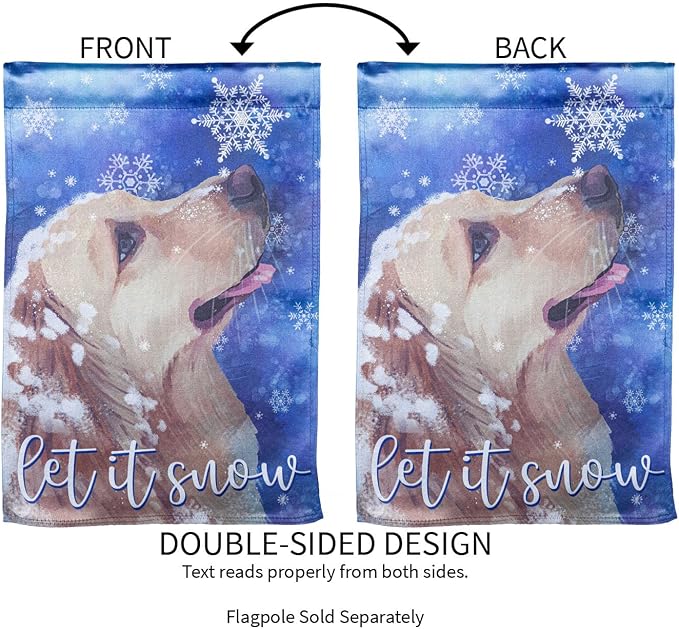 Evergreen Flag Let it Snow Lustre Garden Flag 12x18 Inches Double Sided | Christmas Garden Flag for Outside | Weather and Fade Resistant | Outdoor Flag For Yards and Gardens