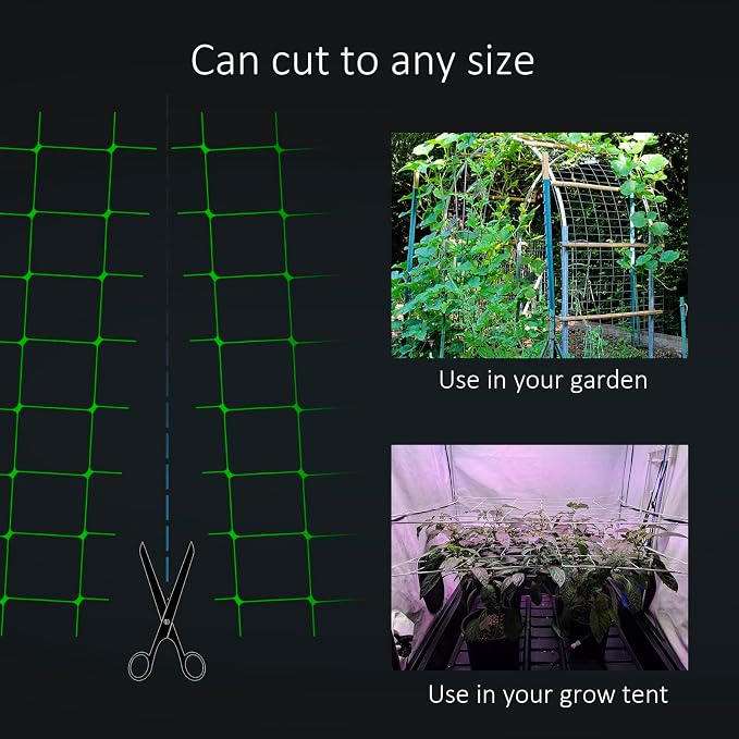 Toolazy Trellis Netting 59" x328' Green - Heavy Duty 6" Mesh Plant Support Net for Climbing Vegetables, Garden Trellis Roll for Tomato Cucumber Pea Bean Vine Grow Tent Scrog Hydroponic